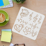 Globleland Plastic Reusable Drawing Painting Stencils Templates, for Painting on Scrapbook Fabric Tiles Floor Furniture Wood, Square, Musical Note Pattern, 300x300mm