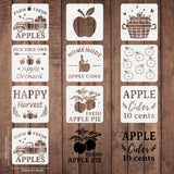 Globleland Large Plastic Reusable Drawing Painting Stencils Templates, for Painting on Scrapbook Fabric Tiles Floor Furniture Wood, Square, Apple Pattern, 300x300mm