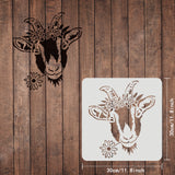 Globleland Plastic Reusable Drawing Painting Stencils Templates, for Painting on Scrapbook Fabric Tiles Floor Furniture Wood, Square, Goat Pattern, 300x300mm