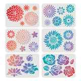 Globleland PET Plastic Drawing Painting Stencils Templates Sets, Floral Pattern, 29.7x21cm, 6 sheets/set