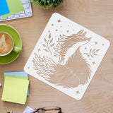 Globleland Plastic Reusable Drawing Painting Stencils Templates, for Painting on Scrapbook Fabric Tiles Floor Furniture Wood, Square, Fox Pattern, 300x300mm