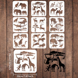Globleland Plastic Reusable Drawing Painting Stencils Templates Sets, for Painting on Fabric Canvas Tiles Floor Furniture Wood, Animal Pattern, 20x20cm, 9sheet/set