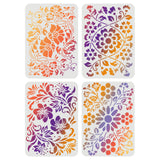 Globleland PET Hollow out Drawing Painting Stencils Sets for Kids Teen Boys Girls, for DIY Scrapbooking, School Projects, Floral Pattern, 29.7x21cm, 4 sheets/set