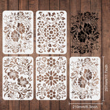 Globleland PET Hollow out Drawing Painting Stencils Sets for Kids Teen Boys Girls, for DIY Scrapbooking, School Projects, Floral Pattern, 29.7x21cm, 4 sheets/set