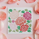 Globleland Plastic Drawing Painting Stencils Templates Sets, Square with Tree Pattern, Rose Pattern, 30x30cm, 2 patterns/set