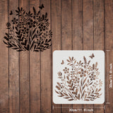 Globleland Plastic Reusable Drawing Painting Stencils Templates, for Painting on Scrapbook Fabric Tiles Floor Furniture Wood, Square, Flower Pattern, 300x300mm