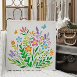 Globleland Plastic Reusable Drawing Painting Stencils Templates, for Painting on Scrapbook Fabric Tiles Floor Furniture Wood, Square, Flower Pattern, 300x300mm