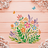 Globleland Plastic Reusable Drawing Painting Stencils Templates, for Painting on Scrapbook Fabric Tiles Floor Furniture Wood, Square, Flower Pattern, 300x300mm