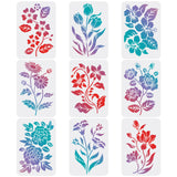 Globleland Plastic Drawing Painting Stencils Templates Sets, Flower Pattern, 29.7x21cm, 9pcs/set