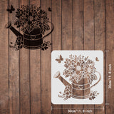 Globleland Plastic Reusable Drawing Painting Stencils Templates, for Painting on Scrapbook Fabric Tiles Floor Furniture Wood, Square, Flower Pattern, 300x300mm