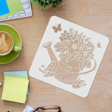 Globleland Plastic Reusable Drawing Painting Stencils Templates, for Painting on Scrapbook Fabric Tiles Floor Furniture Wood, Square, Flower Pattern, 300x300mm