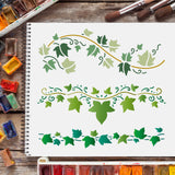 Globleland Plastic Reusable Drawing Painting Stencils Templates, for Painting on Scrapbook Fabric Tiles Floor Furniture Wood, Square, Plants Pattern, 300x300mm