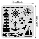 Globleland Plastic Reusable Drawing Painting Stencils Templates, for Painting on Scrapbook Fabric Tiles Floor Furniture Wood, Square, Ocean Themed Pattern, 300x300mm
