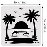 Globleland Plastic Reusable Drawing Painting Stencils Templates, for Painting on Scrapbook Fabric Tiles Floor Furniture Wood, Square, Beach Theme Pattern, 300x300mm