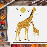 Globleland Plastic Reusable Drawing Painting Stencils Templates, for Painting on Fabric Tiles Floor Furniture Wood, Giraffe Pattern, 29.7x21cm, 2pcs/set