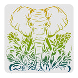 Globleland Plastic Reusable Drawing Painting Stencils Templates, for Painting on Scrapbook Fabric Tiles Floor Furniture Wood, Square, Elephant Pattern, 300x300mm