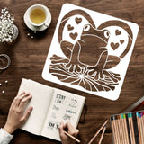 Globleland Plastic Reusable Drawing Painting Stencils Templates, for Painting on Scrapbook Paper Wall Fabric Floor Furniture Wood, Square, Leaf Pattern, 300x300mm
