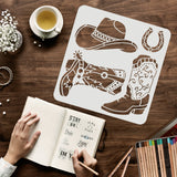 Globleland Plastic Reusable Drawing Painting Stencils Templates, for Painting on Scrapbook Fabric Tiles Floor Furniture Wood, Square, Hat Pattern, 300x300mm