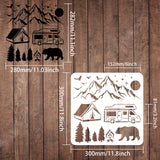 Globleland Plastic Reusable Drawing Painting Stencils Templates, for Painting on Scrapbook Fabric Tiles Floor Furniture Wood, Square, Mountain Pattern, 300x300mm
