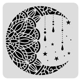 Globleland Large Plastic Reusable Drawing Painting Stencils Templates, for Painting on Scrapbook Fabric Tiles Floor Furniture Wood, Square, Moon Pattern, 300x300mm