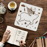 Globleland Large Plastic Reusable Drawing Painting Stencils Templates, for Painting on Scrapbook Fabric Tiles Floor Furniture Wood, Square, Pig Pattern, 300x300mm