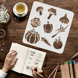 Globleland Large Plastic Reusable Drawing Painting Stencils Templates, for Painting on Scrapbook Fabric Tiles Floor Furniture Wood, Square, Vegetable Pattern, 300x300mm