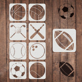 Globleland Plastic Reusable Drawing Painting Stencils Templates Sets, for Painting on Fabric Canvas Tiles Floor Furniture Wood, Sports Themed Pattern, 20x20cm, 9sheet/set