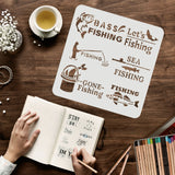 Globleland Large Plastic Reusable Drawing Painting Stencils Templates, for Painting on Scrapbook Fabric Tiles Floor Furniture Wood, Square, Fish Pattern, 300x300mm