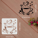 Globleland Large Plastic Reusable Drawing Painting Stencils Templates, for Painting on Scrapbook Fabric Tiles Floor Furniture Wood, Square, Cup Pattern, 300x300mm