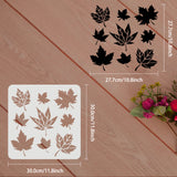 Globleland Large Plastic Reusable Drawing Painting Stencils Templates, for Painting on Scrapbook Fabric Tiles Floor Furniture Wood, Square, Maple Leaf Pattern, 300x300mm