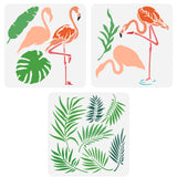 Globleland Plastic Drawing Painting Stencils Templates, Square, Flamingo Pattern, 300x300mm, 3pcs/set