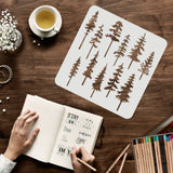 Globleland Large Plastic Reusable Drawing Painting Stencils Templates, for Painting on Scrapbook Fabric Tiles Floor Furniture Wood, Square, Tree Pattern, 300x300mm