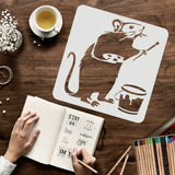 Globleland Large Plastic Reusable Drawing Painting Stencils Templates, for Painting on Scrapbook Fabric Tiles Floor Furniture Wood, Square, Mouse Pattern, 300x300mm