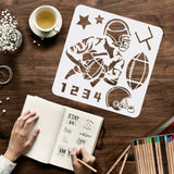 Globleland Large Plastic Reusable Drawing Painting Stencils Templates, for Painting on Scrapbook Fabric Tiles Floor Furniture Wood, Square, Sports Themed Pattern, 300x300mm