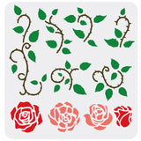 Globleland Large Plastic Reusable Drawing Painting Stencils Templates, for Painting on Scrapbook Fabric Tiles Floor Furniture Wood, Square, Rose Pattern, 300x300mm