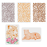 Globleland PET Hollow out Drawing Painting Stencils Sets for Kids Teen Boys Girls, for DIY Scrapbooking, School Projects, Leopard Pattern, 29.7x21cm, 4 sheets/set