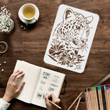 Globleland PET Hollow out Drawing Painting Stencils Sets for Kids Teen Boys Girls, for DIY Scrapbooking, School Projects, Leopard Pattern, 29.7x21cm, 4 sheets/set