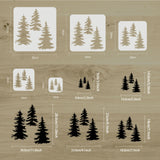 Globleland Plastic Drawing Painting Stencils Templates, Square, Pine Tree Pattern, 100~300x100~300mm, 5pcs/set