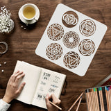 Globleland Large Plastic Reusable Drawing Painting Stencils Templates, for Painting on Scrapbook Fabric Tiles Floor Furniture Wood, Square, Chakra Theme, 300x300mm