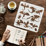 Globleland Large Plastic Reusable Drawing Painting Stencils Templates, for Painting on Scrapbook Fabric Tiles Floor Furniture Wood, Square, Dragon Pattern, 300x300mm