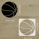 Globleland Large Plastic Reusable Drawing Painting Stencils Templates, for Painting on Scrapbook Fabric Tiles Floor Furniture Wood, Square, Basketball Pattern, 300x300mm