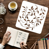 Globleland Large Plastic Reusable Drawing Painting Stencils Templates, for Painting on Scrapbook Fabric Tiles Floor Furniture Wood, Square, Plants Pattern, 300x300mm