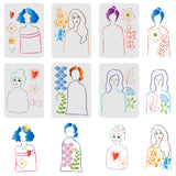 Globleland Plastic Drawing Painting Stencils Templates, Rectangle, Doll Pattern, 20x15cm, 6pcs/set