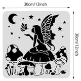 Globleland Large Plastic Reusable Drawing Painting Stencils Templates, for Painting on Scrapbook Fabric Tiles Floor Furniture Wood, Square, Fairy Pattern, 300x300mm