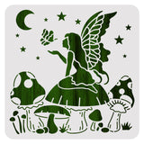 Globleland Large Plastic Reusable Drawing Painting Stencils Templates, for Painting on Scrapbook Fabric Tiles Floor Furniture Wood, Square, Fairy Pattern, 300x300mm