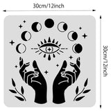 Globleland Large Plastic Reusable Drawing Painting Stencils Templates, for Painting on Scrapbook Fabric Tiles Floor Furniture Wood, Square, Moon Phase Pattern, 300x300mm