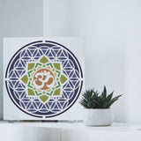Globleland Large Plastic Reusable Drawing Painting Stencils Templates, for Painting on Scrapbook Fabric Tiles Floor Furniture Wood, Square, Flower of Life Pattern, 300x300mm