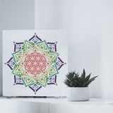 Globleland Large Plastic Reusable Drawing Painting Stencils Templates, for Painting on Scrapbook Fabric Tiles Floor Furniture Wood, Square, Flower of Life Pattern, 300x300mm