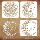 Globleland Plastic Drawing Painting Stencils Templates Sets, Square, Moon Phase Pattern, 30x30cm, 3 style/set
