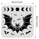 Globleland Large Plastic Reusable Drawing Painting Stencils Templates, for Painting on Scrapbook Fabric Tiles Floor Furniture Wood, Square, Bat Pattern, 300x300mm